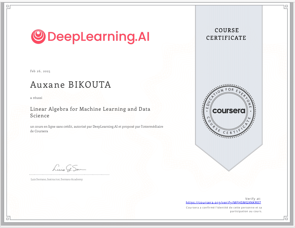 Machine Learning Certificate